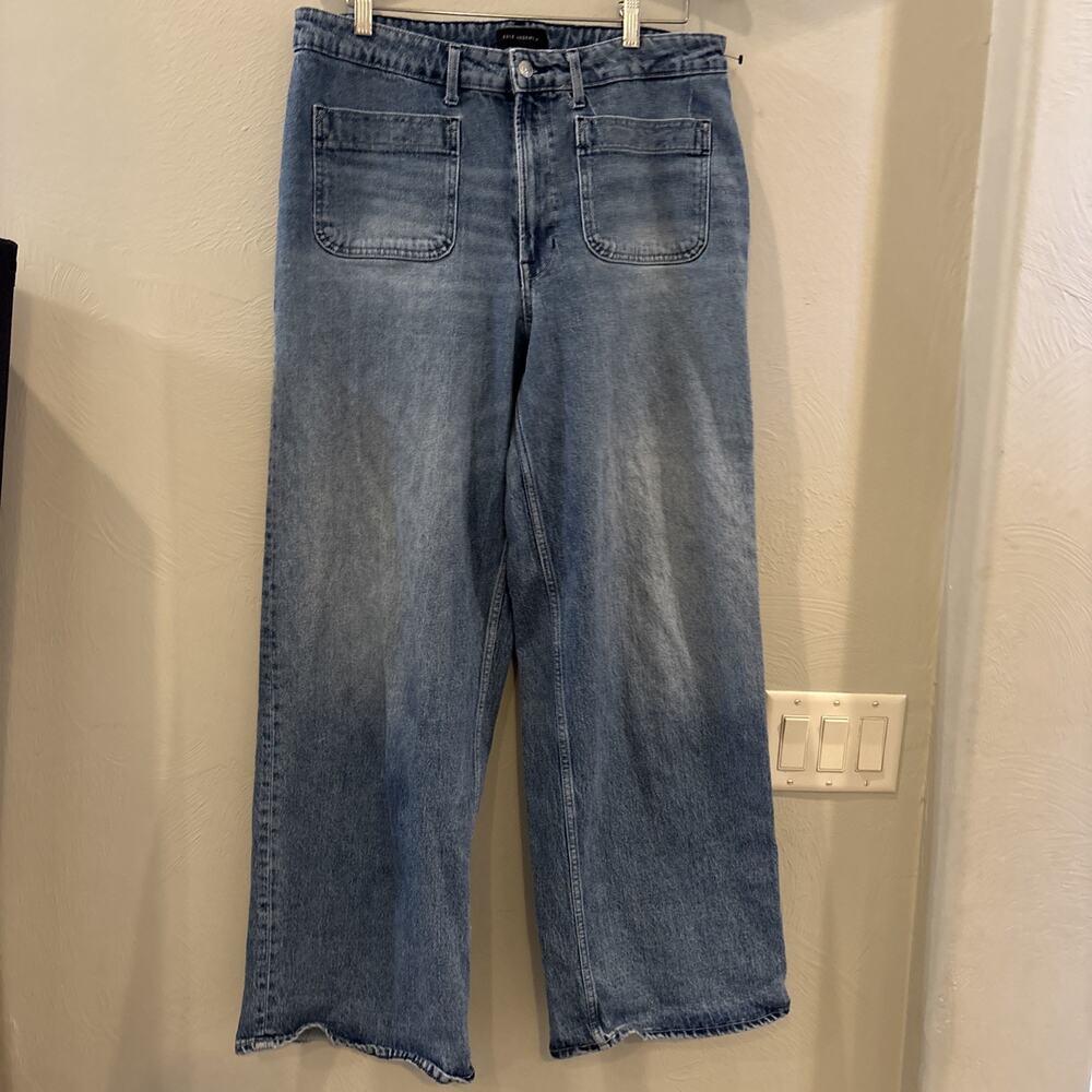Free‎ Assembly Womens Wide Leg Patch Pocket Jeans Medium Wash Blue Size 16